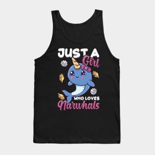 Cute & Funny Just A Girl Who Loves Narwhals Tank Top